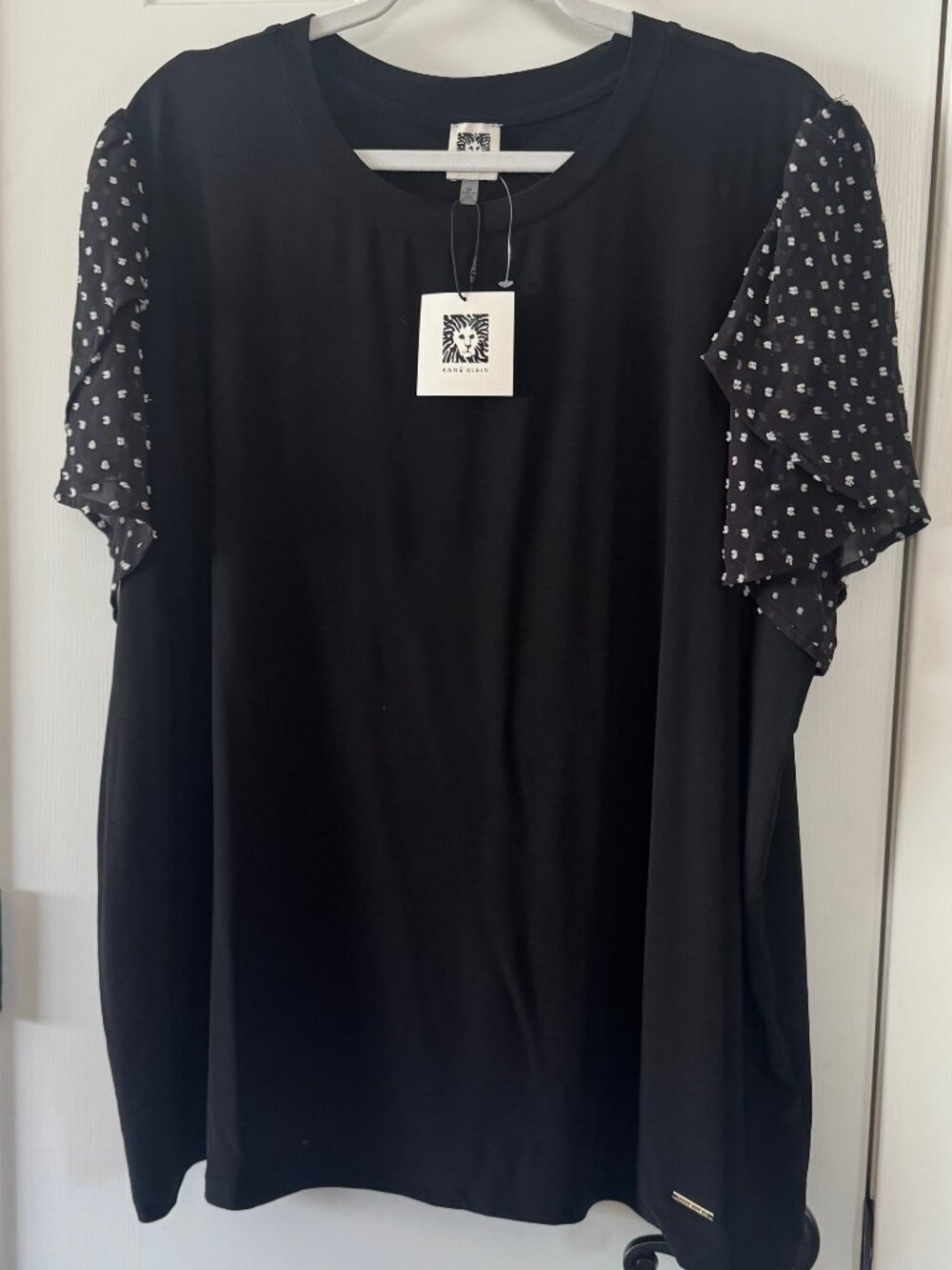 Anne Klein Womens Black Plus Size Top Shirt Blouse Size 3X New with Tags